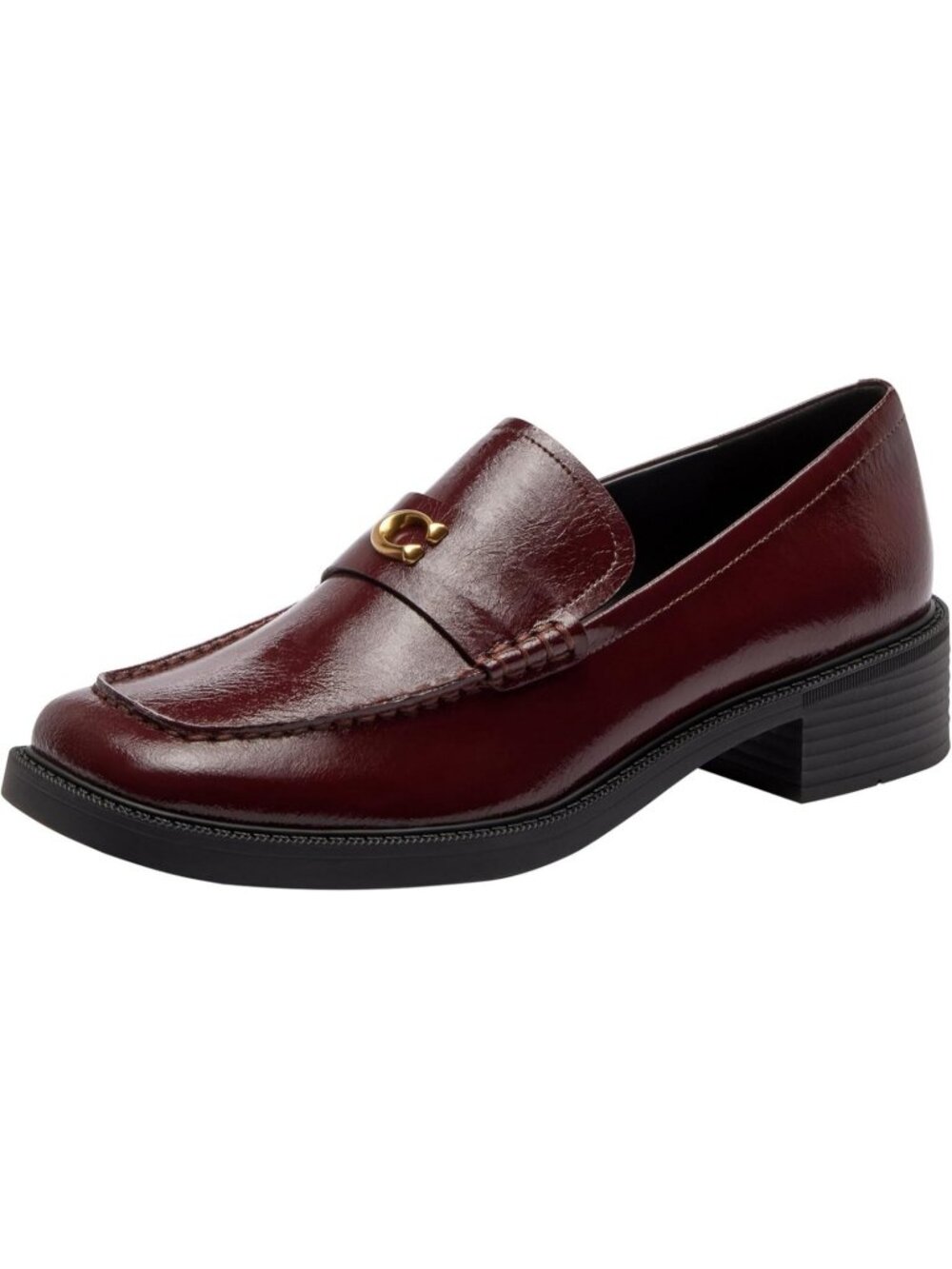 Coach Glazed Leather Penny Loafers Women's Size 7.5 Merlot Square Toe Slip On